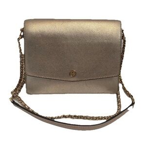 Tory Burch Crossbody handbag gold tan Leather  Purse Shoulderbag Tote clutch